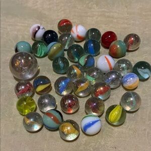 Vintage Colorful Glass Marbles Set